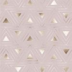 Papel de Parede Rose Dourado com Triângulos Dourados