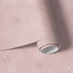 Papel de Parede Rose Gold com Linhas  Onduladas Douradas