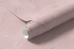 Papel de Parede Rose Gold com Linhas  Onduladas Douradas