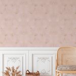 Papel de Parede Rose Gold com Conchas Douradas
