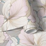 Papel de Parede Floral em Tons de Rosa Claro com Dourado
