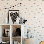 Papel de Parede Infantil Lua e Nuvens
