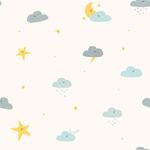 Papel de Parede Infantil Lua e Nuvens