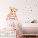 Adesivo de Parede Infantil Ursinho Arco Iris Rosa