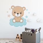 Adesivo de Parede Infantil Ursinho Nuvem Azul