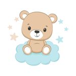 Adesivo de Parede Infantil Ursinho Nuvem Azul
