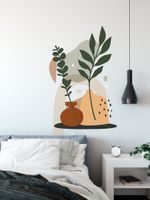 Adesivo de Parede Vaso Floral Boho Abstrato