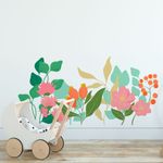 Adesivo de Parede Infantil Ramo de Flores e Folhas