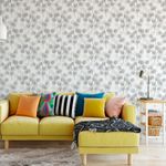 Papel de Parede Galhos Folhas Eucalipto Tons de Cinza
