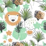 Papel de Parede Infantil Safari Folhas Tropicais