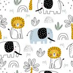 Papel de Parede Infantil Animais Safari Desenho
