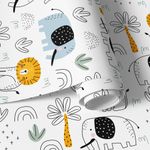 Papel de Parede Infantil Animais Safari Desenho