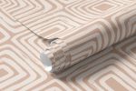 Papel de Parede Geométrico Quadrados Linhas Bege