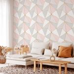 Papel de Parede Geométrico Line Gold Rose