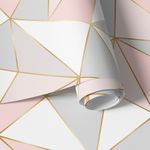 Papel de Parede Geométrico Line Gold Rose