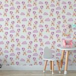 Papel de Parede Infantil Ursinho Com Nuvens e Balões