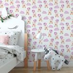 Papel de Parede Infantil Ursinho Com Nuvens e Balões