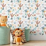 Papel de Parede Infantil Selva Abstrata Fundo Branco