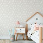 Papel de Parede Infantil Listras Floral Fundo Bege
