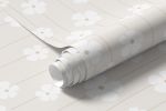 Papel de Parede Infantil Listras Floral Fundo Bege