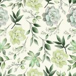 Papel de Parede Folhagens e Suculentas Aquarela