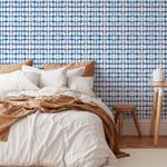 Papel de Parede Xadrez Irregular Azul