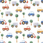 Papel de Parede Infantil Carrinhos Aquarela