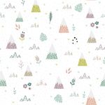 Papel de Parede Montanhas Flores e Ramos