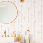 Papel de Parede Floral Delicado Minimalista - Flores Amarelas