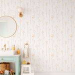 Papel de Parede Floral Delicado Minimalista - Flores Amarelas