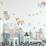 Kit Adesivo de Parede Infantil Aquarela Bosque Encantado
