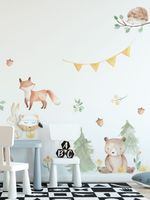 Kit Adesivo de Parede Infantil Aquarela Bosque Encantado