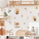 Kit Adesivo de Parede Infantil Aquarela Abelhas e Flores