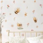 Kit Adesivo de Parede Infantil Aquarela Abelhas e Flores