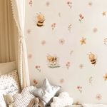 Kit Adesivo de Parede Infantil Aquarela Abelhas e Flores