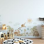 Adesivo de Parede Infantil Jardim dos Dinossauros Aquarela
