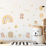 Adesivo de Parede Infantil Aquarela: Abelhas, Ursos, Arco-Íris, Mel, Folhas e Flores