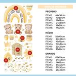 Adesivo de Parede Infantil Aquarela: Abelhas, Ursos, Arco-Íris, Mel, Folhas e Flores