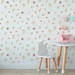 Papel de Parede Flores e Borboletas Aquarela