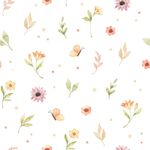 Papel de Parede Flores e Borboletas Aquarela