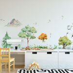 Adesivo de Parede Infantil Aquarela Montanha e Árvores