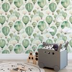 Papel de Parede Balões Aquarela Em Tons de Verde
