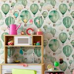 Papel de Parede Balões Aquarela Em Tons de Verde