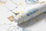 Papel de Parede Aquarela: Balões, Estrelas e Lua