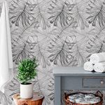 Papel de Parede Folhagem Cinza