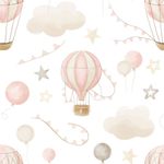 Papel de Parede Balões Aquarela Em Tons de Rosa Bebê
