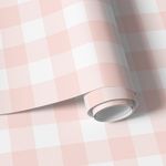  Papel de Parede Infantil Xadrez Rosa Coral