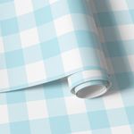  Papel de Parede Infantil Xadrez Azul Bebê