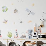 Adesivo de Parede Infantil Astronautas e Universo em Aventuras