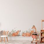 Adesivo de Parede Floresta Encantada Raposas e Coelhinhos Aquarela